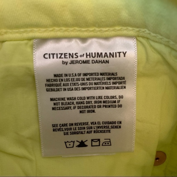 CofH Cara High Rise Cigarette Jeans in Neon Blaze Yellow Size 24 - Picture 11 of 16